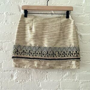 English Rose Embellished Sparkly Mini Skirt Gold Black Printed Festival Party